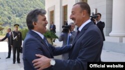 Azerbaijan -- Azerbaijan's President Ilham Aliyev (R) met with President of Turkey Abdullah Gul in Gabala, August 15, 2013.