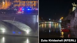 დღეს საღამოს მეტეხის ხიდიდან კიდევ ერთი მანქანა გადავარდა