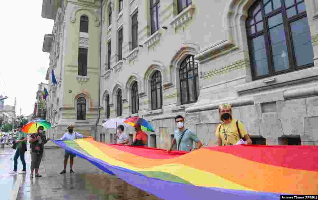 LGBTQ- Protest organized by ACCEPT Association, against the decision of banning the Bucharest Pride Parade 2021, Bucharest, Romania.