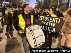 Marko Vukčević na blokadi u Podgorici, 6. februar.