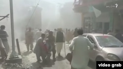 A screen grab of the aftermath of a deadly blast in Parachinar, Pakistan, that killed at least five people on March 31. 