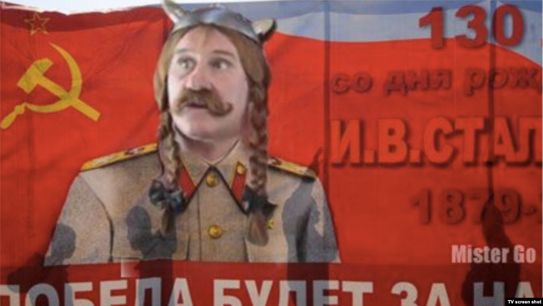 Карикатура на французского актера Жерара Депардье, который получил гражданство РФ