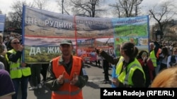 Aktivisti protiv rudnika i kompanije Rio tinto u Beogradu na Ekološkom ustanku, 10. aprila 2021. godine