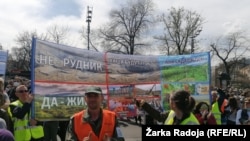 Aktivisti protiv rudnika i kompanije Rio Tinto u Beogradu na Ekološkom ustanku, 10. aprila 2021. godine