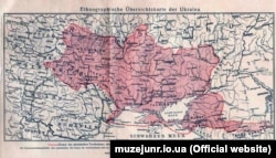 Етнографічна оглядова карта України, видана у Відні у 1916 році. (Щоб відкрити мапу у більшому форматі, натисніть на зображення. Відкриється у новому вікні)