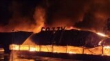 Fire in a supermarket amid Russia's attack on Ukraine, in Odesa