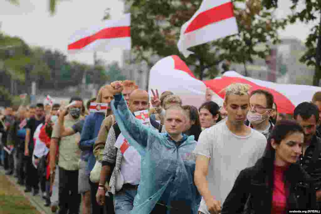 The protests were sparked by results from an August 9 election that gave Lukashenka just over 80 percent of the vote, a figure that immediately prompted accusations of rigged balloting.