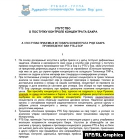 Obavezno uputstvo o kontroli koncentrata bakra