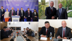 Фотоколлаж: делегация Молдовы в Тбилиси, 02.04.2026 г. и архивная фотография встречи Игоря Додона с Владимиром Путиным