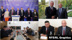 Фотоколлаж: делегация Молдовы в Тбилиси, 02.04.2026 г. и архивная фотография встречи Игоря Додона с Владимиром Путиным