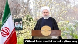 Iranian President Hassan Rouhani delivers a televised speech on the occasion of the Iranian New Year Nowruz in Tehran on March 20.