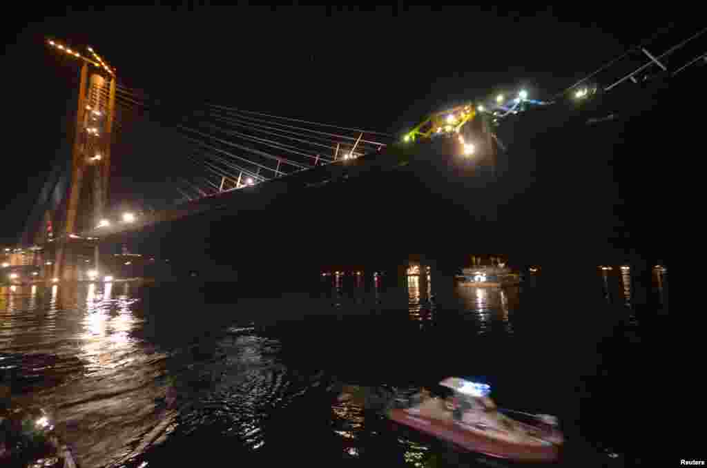 Workers finished the bridge overnight on April 12, after delays to construction caused by high winds.