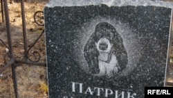 Надгробная плита на могиле собаки. Семей, октябрь 2009 года.