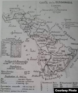 Harta Basarabiei folosită de delegația română la Conferință (Foto: I. Țurcanu, M. Papuc, Basarabia în actul Marii Uniri de la 1918)