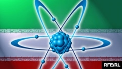 Iran -- Iran flag with atom model, 03Nov2009