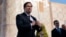 US Secretary of State Marco Rubio speaks to the press at Registan Square in Samarkand, Uzbekistan, on October 19.