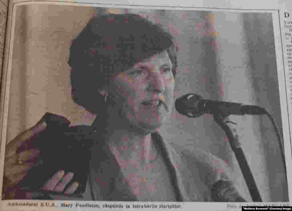 &quot;Moldova Suverană&quot;, 16 septembrie 1993, ambasadoarea SUA în Republica Moldova Mary Pendleton