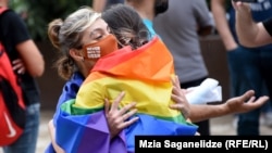 Georgians rally in front of the country's parliament to celebrate Tbilisi Pride. (file photo)
