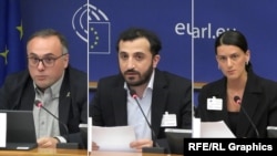 ფოტოკოლაჟი: მარცხნიდან: მწერალი ლაშა ბუღაძე, ჟურნალისტი ბექა ყორშია და პროდასავლურ აქციებზე ჯგუფურ ძალადობაში მონაწილეობის ბრალდებით დაკავებული ირაკლი ქერაშვილის და ქეთევან ქერაშვილი.