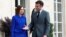 French President Emmanuel Macron receives Moldova's President Maia Sandu before a meeting at the Elysee Palace in Paris on March 7.