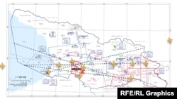 აბასთუმანი-2 (წითლად მონიშნული სივრცე), ახალი ჩაკეტილი ზონა საქართველოს ცაში. წყარო: "საქაერონავიგაცია"