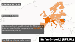 Circumscripția nr. 50, unde sunt arondați cetățenii stabiliți în țările europene