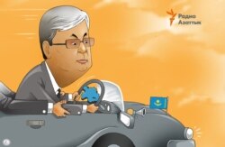 Kazakhstan - President pf Kazakhstan Kassym-Zhomart Toqayev as head of the state - caricature by Galym Smagululy