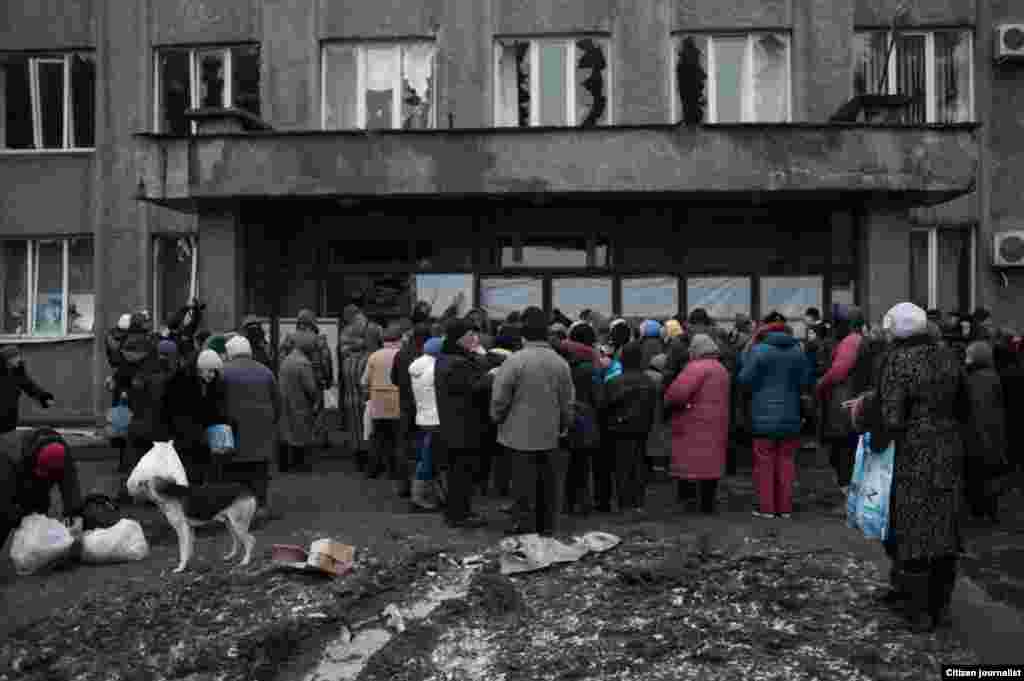 Debaltsevo township, Donetsk region, Ukrain. The territory is under ukranian control. The center of distribution of humanitarian aid in a former city hall.