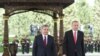 Erdogan (right) with Mirziyoev in Tashkent 