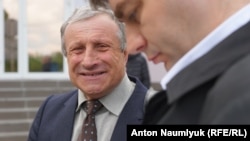 Crimean journalist Mykola Semena outside a court in Simferopol last month.
