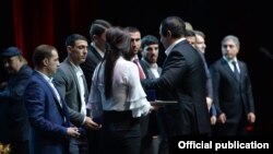 Armenia - Gagik Tsarukian, chairman of the National Olympic Committee, hands awards to prominent Armenian athletes at an annual ceremony near Yerevan, 27Dec2017.