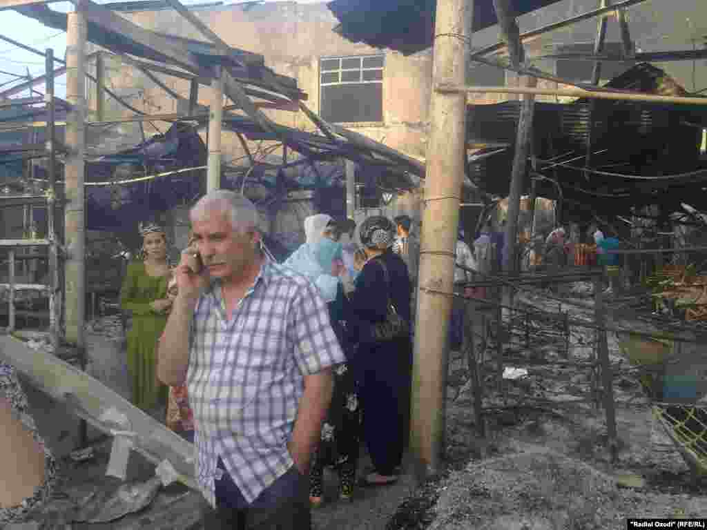 Tajikistan,Khatlon region, Fire in "Sakhovat" market in Kulob city,22July2014