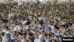 Worshipers chant "Death to America" during Friday Prayers in Tehran in July 2010.