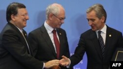 Jose Manuel Barosso, Herman Van Rompuy și Iurie Leancă, Bruxelles, 27 iunie 2014