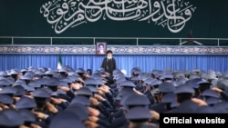 Iranian Supreme Leader Ayatollah Ali Khamenei gives a speech on February 8 marking the 40th anniversary of the 1979 revolution. 