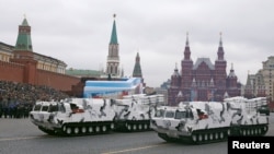 Russia -- Russian TOR-M2 tactical surface-to-air missile systems ride through Red Square during the Victory Day military parade in Moscow, May 9, 2017