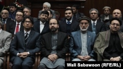 Afghan cabinet nominees inside the Afghan parliament on January 20. 