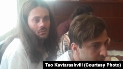 Levan Berianidze (left) and Tornike Kusiani appear in court in Batumi on August 25.