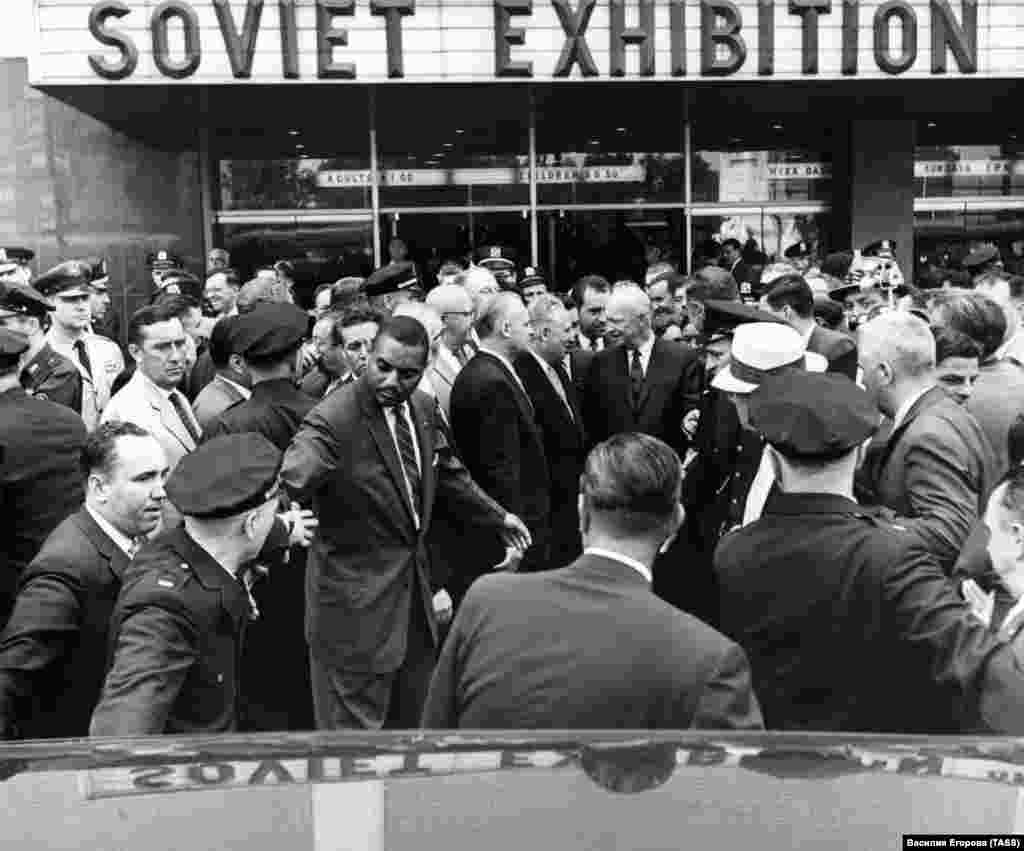 Eisenhower exits the Coliseum. By the time it closed in August, approximately 1 million people had visited the exhibition.