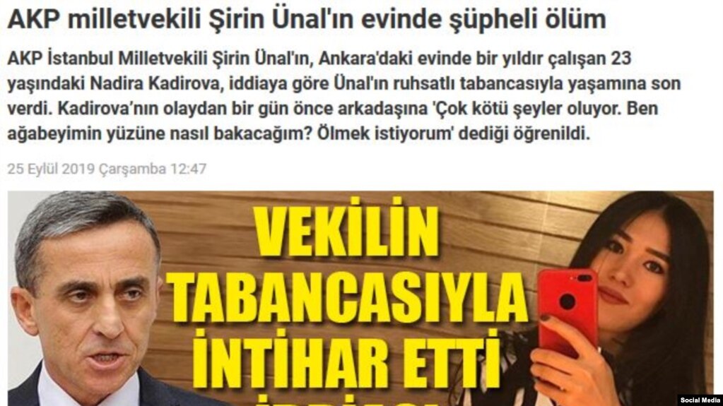 Нодира Қодированинг сирли ўлими 25 сентябрь куни турк матбуоти диққат марказига тушди.