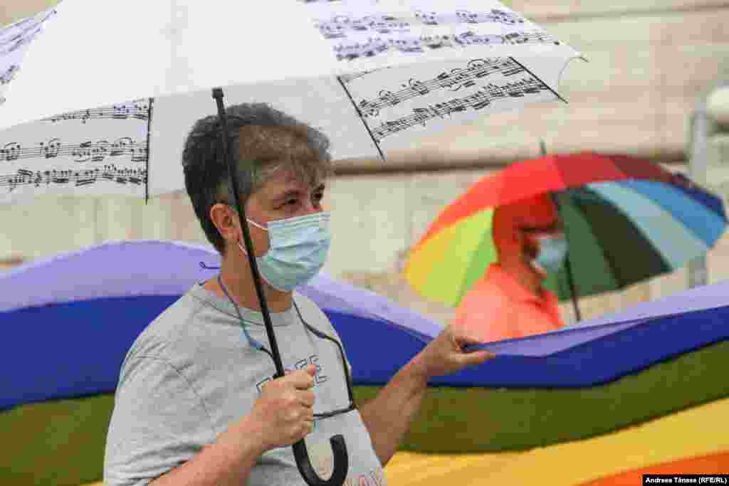 LGBTQ- Protest organized by ACCEPT Association, against the decision of banning the Bucharest Pride Parade 2021, Bucharest, Romania.