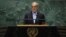 Iranian President Masud Pezeshkian addresses the 79th United Nations General Assembly in New York on September 24.