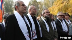 Armenia - Varuzhan Avetisian (secon from left) and other leaders of the Sasna Tsrer party start their election campaign in Yerevan, November 26, 2018.