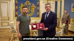 Ukrainian President Volodymyr Zelenskiy presented Baykar CEO Haluk Bayraktar with the Order of Merit, first degree, during their meeting in Kyiv on September 9.