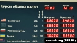 Курсы абмену валютаў у Менску.