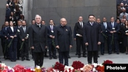Armenia - Prime Minister Nikol Pashinian leads an official ceremony to mark the 111th anniversary of the Armenian genocide, April 24, 2026.