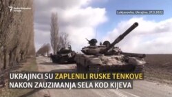 Zaplena ruskih tenkova u Ukrajini nakon preuzimanja kontrole nad gradom u blizini Kijeva