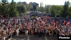 An opposition rally held in the town of Abovian is just one of several Armenian antigovernment protests planned in the coming weeks. 