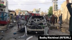 FILE: Aftermath of a bomb attack targetting the police in Kandahar.