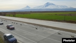 Armenia - The Yerevan-Ararat highway is upgraded as part of the North-South transport project, 2Feb2014.